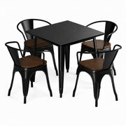 Glownary Alloy 32" x 32" Onyx Black Indoor Table and 4 Arm Chairs