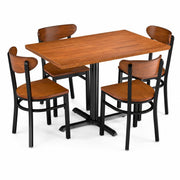Glownary 30" x 48" Rustic Walnut Live Edge Dining Table Set