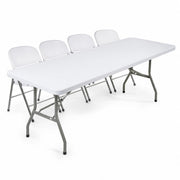 Glownary 30" x 72" Folding Table with 4 White Folding Chairs Set