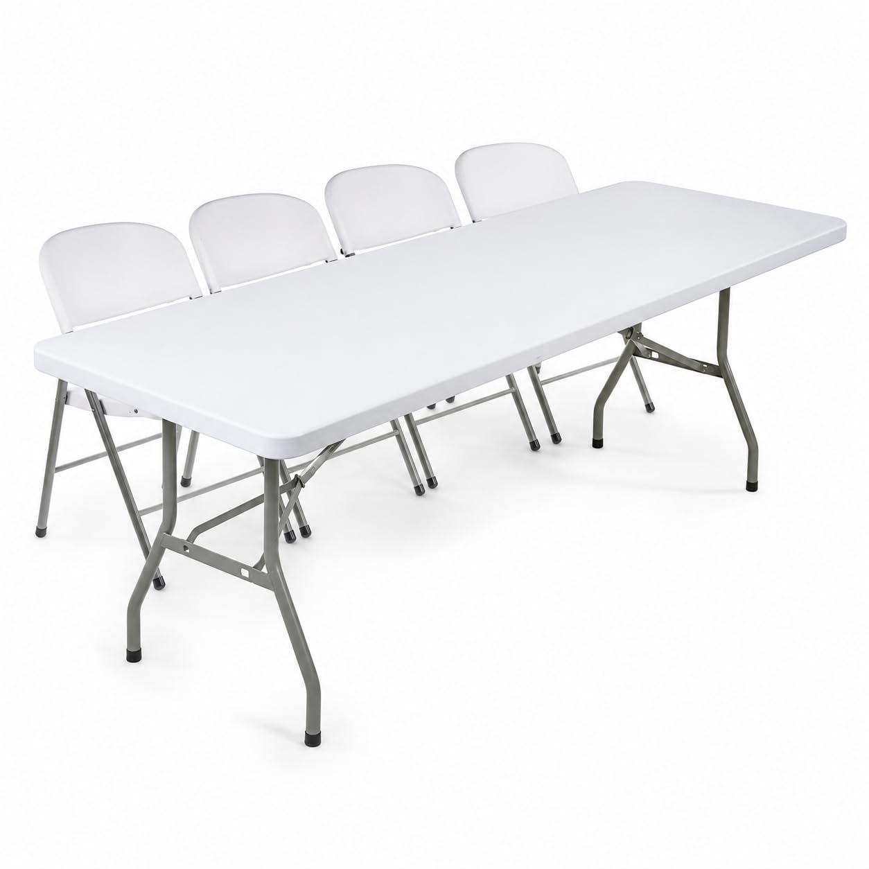Glownary 30" x 72" Folding Table with 4 White Folding Chairs Set