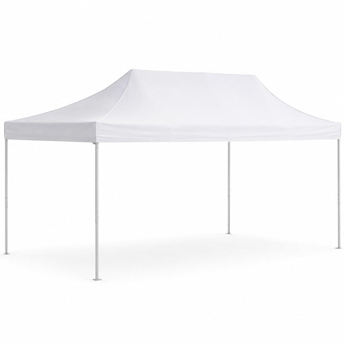 Glownary 10x20 Ft Aluminum Pop Up Canopy Tent, White Straight Leg, UV Water Resistant, 200 Sq Ft Coverage, Portable with Roller Bag, Stakes and Ropes