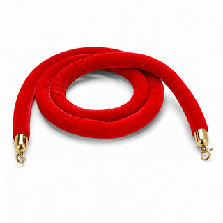 Glownary Red Velour Stanchion Rope 8 ft with Gold Ends