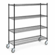 Glownary 18" x 72" NSF Black Epoxy 4-Shelf Kit with Casters