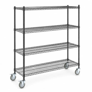Glownary 18" x 72" NSF Black Epoxy 4-Shelf Kit with Casters