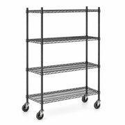 Glownary 18" x 48" NSF Black Epoxy 4-Shelf Kit with Casters