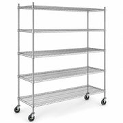 Glownary 18" x 72" NSF Chrome 5-Shelf Kit with Casters