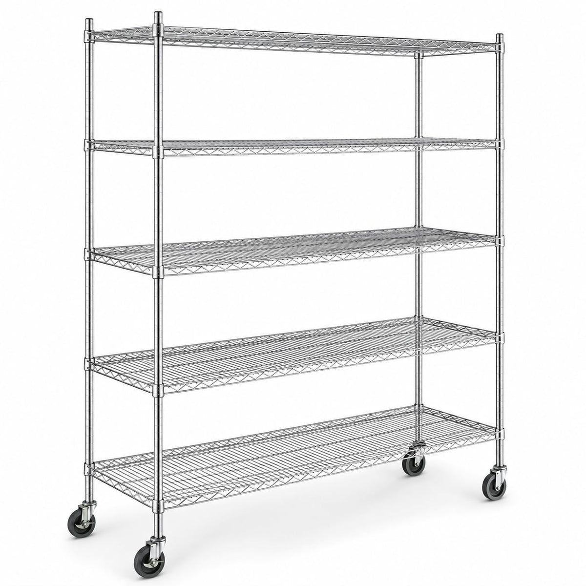 Glownary 18" x 72" NSF Chrome 5-Shelf Kit with Casters