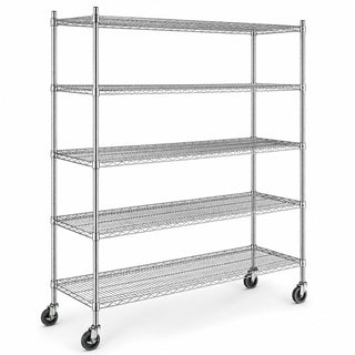 Glownary 18" x 72" NSF Chrome 5-Shelf Kit with Casters