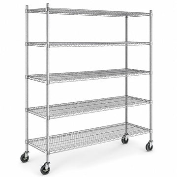 Glownary 18" x 72" NSF Chrome 5-Shelf Kit with Casters