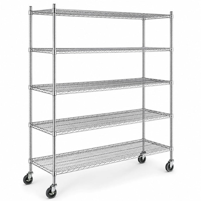 Glownary 18" x 72" NSF Chrome 5-Shelf Kit with Casters