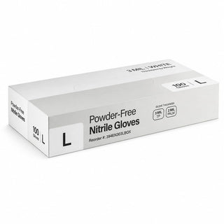 Glownary Nitrile Powder-Free Textured Gloves 3 Mil White Large