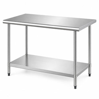Glownary 30" x 48" 16 Gauge 430 Stainless Steel Work Table