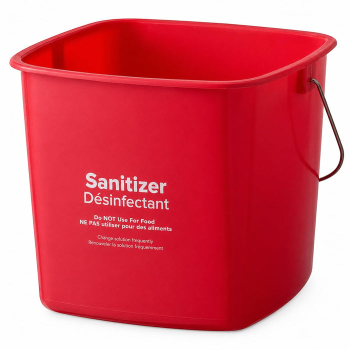 Glownary [4 Pack] King-Pail 6 Qt. Red Sanitizing Pail, Square Plastic