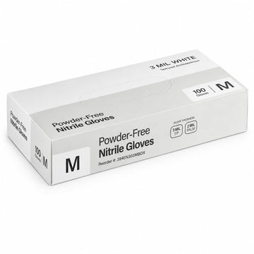 Glownary Nitrile Powder-Free Textured Gloves 3 Mil White Medium