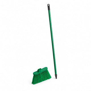 Glownary 12" Green Flagged Angled Broom Head with 48" Metal Handle