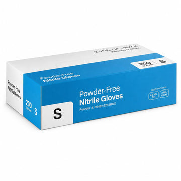 Glownary Black Disposable Nitrile Gloves 2.5 Mil, Small, 200/Box