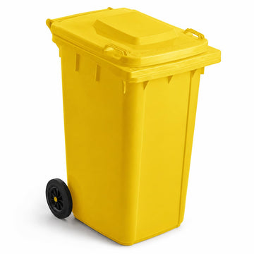 Glownary 50 Gallon Yellow Wheeled Rectangular Trash Can with Lid