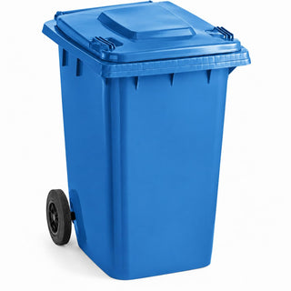 Glownary 95 Gallon Blue Rectangular Wheeled Trash Can with Lid