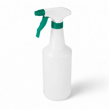Glownary 24 oz. Plastic Spray Bottle Kits with Green Trigger, 12/Case