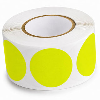 Glownary 1 1/2 in Fluorescent Chartreuse Round Inventory Labels