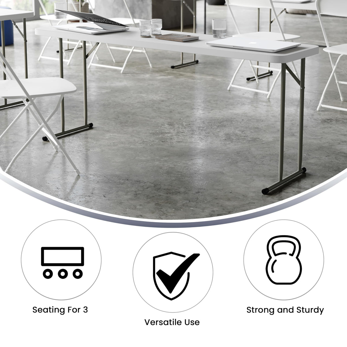 Flash Furniture 6 ft Plastic Folding Table, Granite White, 10-Pack variation 4