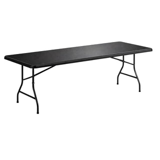 Glownary Heavy-Duty Blow Molded Plastic Folding Table, 72x30x29 Inches, White Top with Black Steel Legs, 300 lb Capacity, Seats 6, Foldable, Rectangular (Black, 30" x 72", Folding Table)