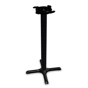 Glownary Black Column Table Base, Cast Iron and Steel, Powder-Coated, Cross Style, 10-Inch Top Plate, Non-Slip Glides, for Indoor Use (22" x 22", Bar Height)