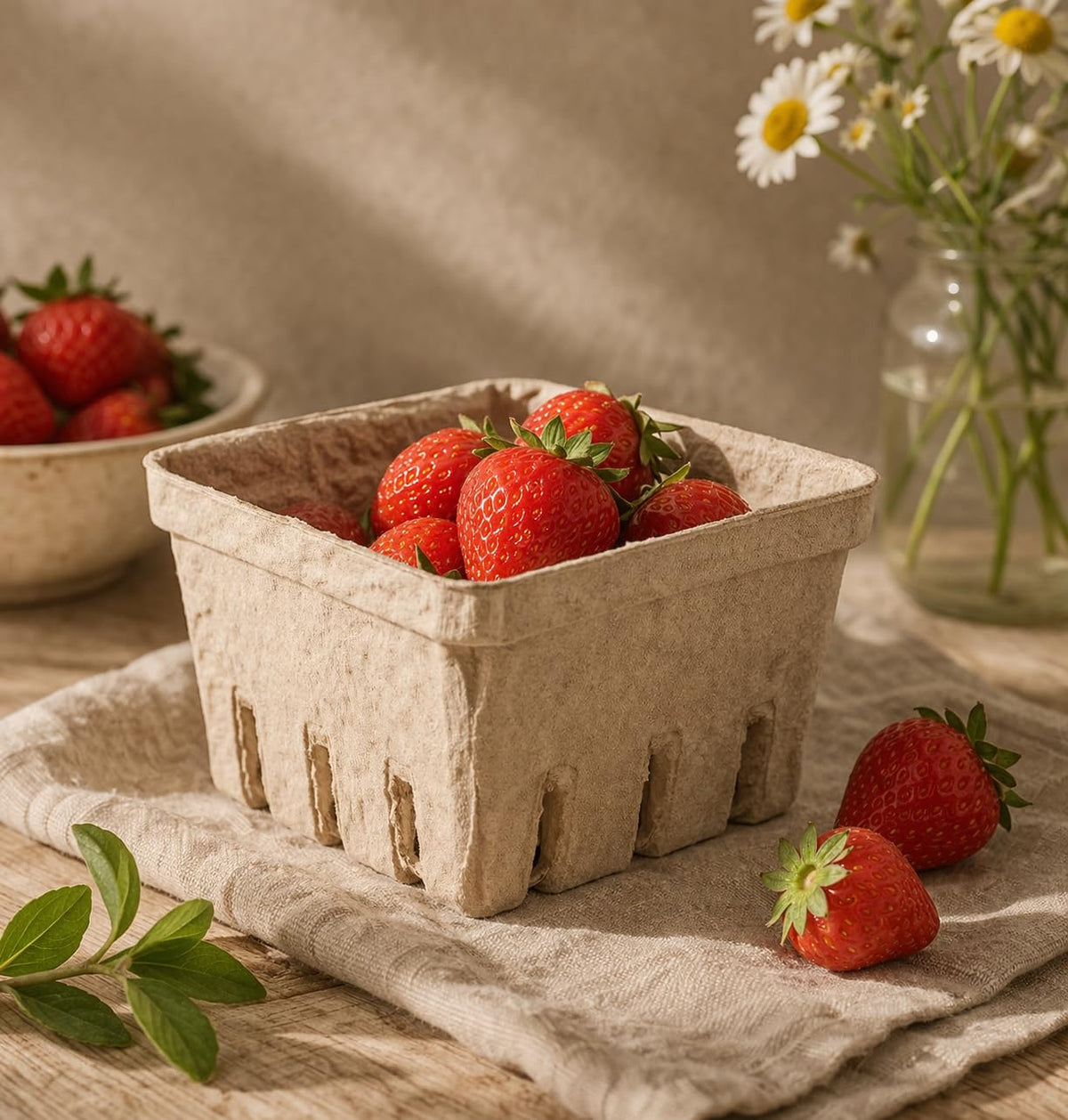 1.5 Qt. Pint. Molded Fiber Produce Basket, Eco-Friendly Berry Container, Recyclable Biodegradable Pulp Basket, No PFAS Added, Ventilated, 200/Case variation 3