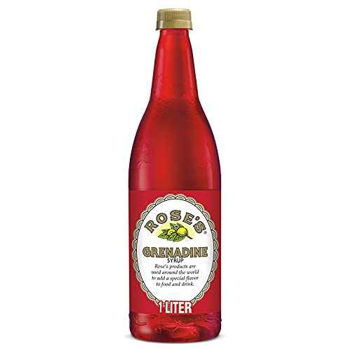 Rose's Grenadine, 1 L bottle (Pack of 12), Made with Pomegranate Flavor, Mixer to Add to Cocktails and Non-Alchoholic Drinks, Trusted by Bartenders