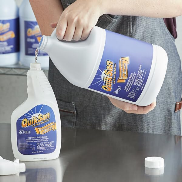 Glownary QuikSan Food Contact Surface Sanitizer Refill, 1 Gallon, 128 oz, 4 per Case