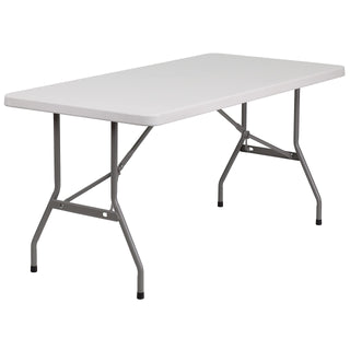Flash Furniture 5 ft Plastic Folding Table, Granite White