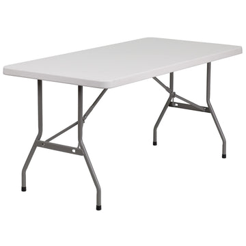 Flash Furniture 5 ft Plastic Folding Table, Granite White