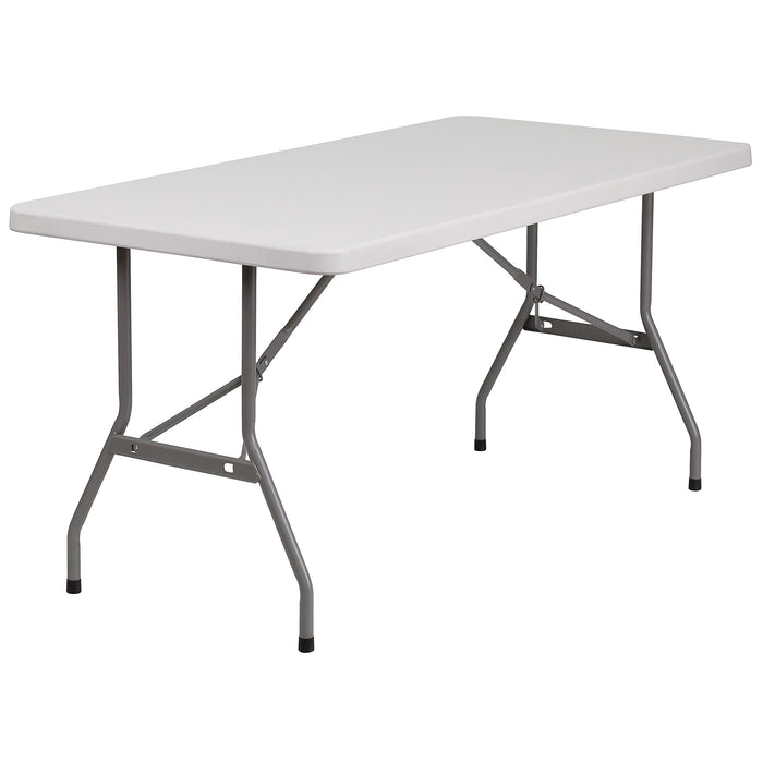 Flash Furniture 5 ft Plastic Folding Table, Granite White
