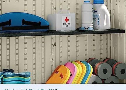 Suncast Horizontal Shed Shelf Kit, Space-Saving Shelf for Horizontal Outdoor Storage Sheds, 50" W x 10.25" D x 1.25" H, Black