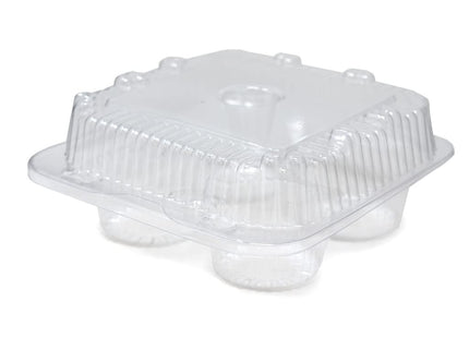 ZCYINGQ LBH6404-4 Compartment Clear Hinged Cupcake/Muffin Container | 250 per Case c