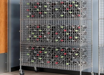 Glownary Mobile Chrome Wire Security Storage Cage Kit, 24" W x 60" L x 70" H, Commercial