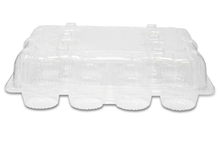 Glownary DFI High Dome Cupcake Container, LBN-9812, Clear Hinged Lid, 12 Compartments | 100/Case By Detroit Forming