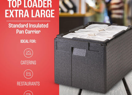 Cambro GoBox Insulated Lightweight Thermal Hot Box and Food Pan Carrier (12 Inch Deep) - Hotbox and Food Warmer for Catering & Transport - Top Load (Gray)