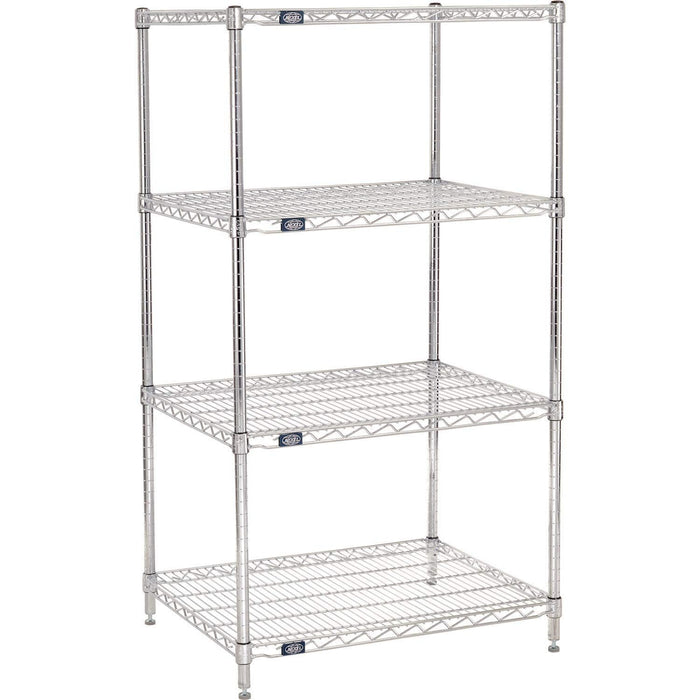 Nexel 30" x 72" x 54", 4 Tier Adjustable Wire Shelving Unit, NSF Listed Commercial Storage Rack, Chrome Finish, leveling feet