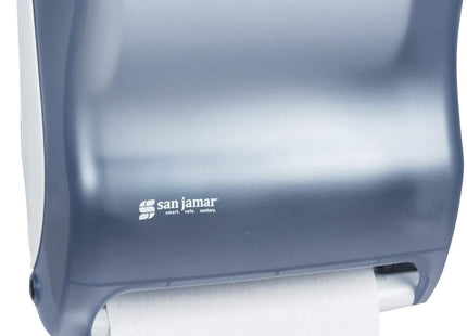 San Jamar Tear-N-Dry Classic Paper Towel Dispenser Dispenses Universal Paper Rolls with Touchless Dispensing for Bathroom, Kitchens, Restaurants, and Cafeterias, Plastic, Arctic Blue