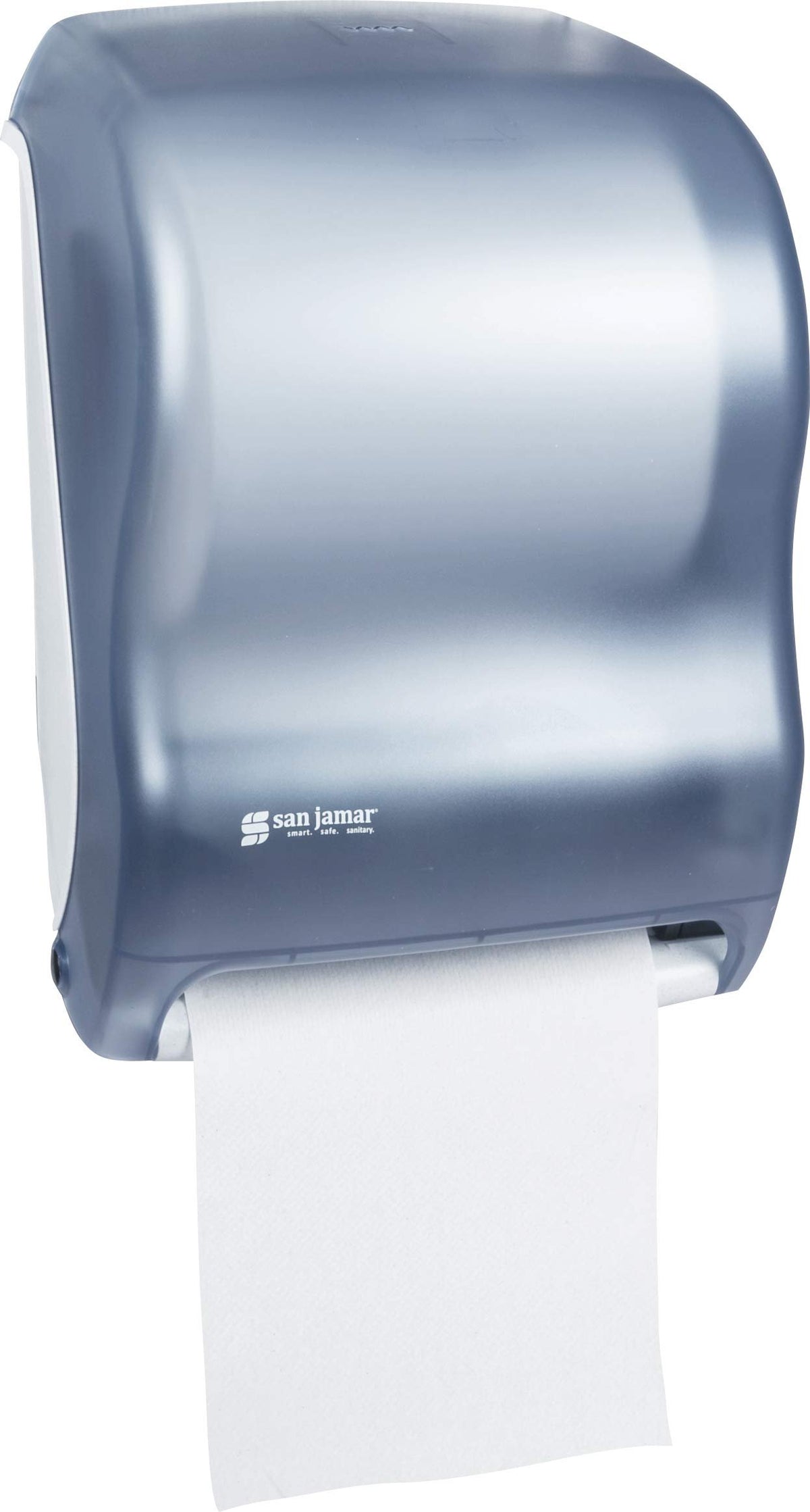 San Jamar Tear-N-Dry Classic Paper Towel Dispenser Dispenses Universal Paper Rolls with Touchless Dispensing for Bathroom, Kitchens, Restaurants, and Cafeterias, Plastic, Arctic Blue