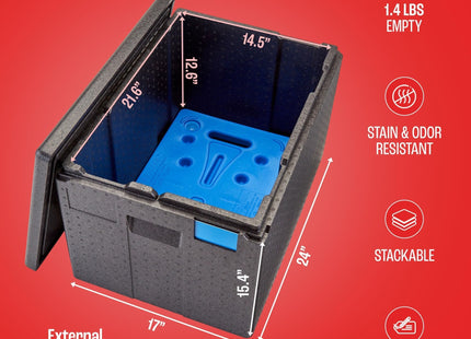Cambro GoBox Insulated Lightweight Thermal Hot Box and Food Pan Carrier (12 Inch Deep) - Hotbox and Food Warmer for Catering & Transport - Top Load (Gray)