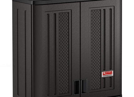 Suncast Commercial 4 Cubic Ft. Heavy-Duty Resin Wall Cabinet with Adjustable Metal-Reinforced Shelf, and Lockable Handles for Indoor and Outdoor Storage, Black, Made in the USA