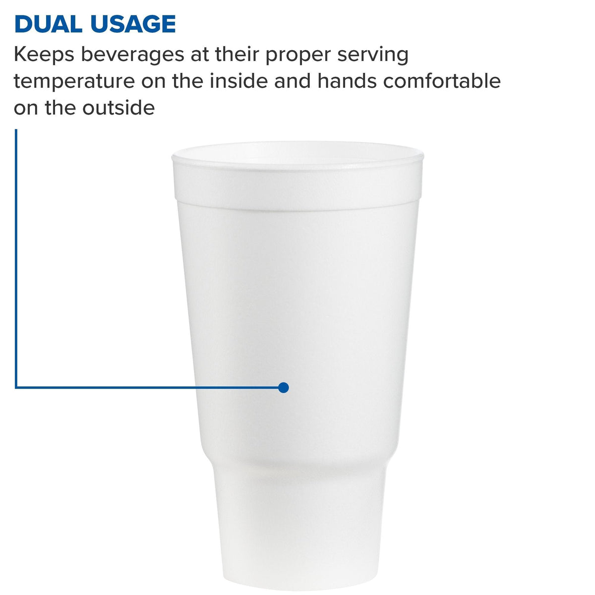 Dart 32AJ20 32 Oz Insulated Foam Cup, Polystyrene, White (Pack of 400)