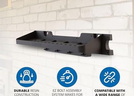 Suncast 25" x 8" x 5.5" Resin Shelf Accessory with Storage Hooks and EZ Bolt Assembly for Select Outdoor Shed Models, Black (2-Pack)