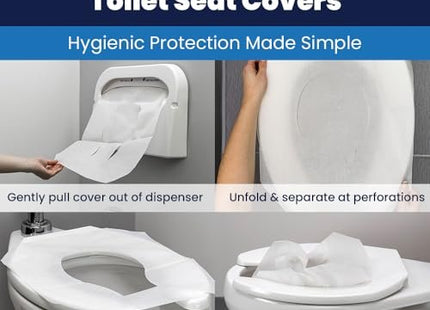 HOSPECO Discreet Seat Half-Fold Toilet Seat Covers, 14.25 X 16.5, White, 250/pack, 20 Packs/carton