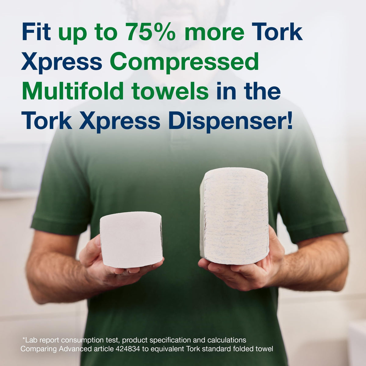 Tork Xpress Compressed Multifold Hand Towel White H2, Advanced, Strong and Absorbent, 12 x 250 Sheets, 424834
