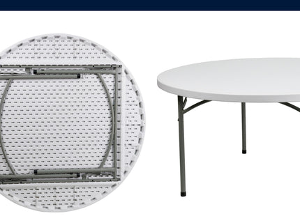Flash Furniture 5' Round All-Occasion Plastic Folding Event Table for Parties and Trade Shows, Folding Banquet Table for Indoor/Outdoor Events, White
