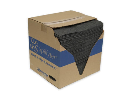 Spilfyter Universal Extra Heavy-Duty Absorbent Pads - 16-Inch x 18-Inch, 100-Pack, 27-Gallon Absorbency - Cleans Up Universal Oils and Coolants