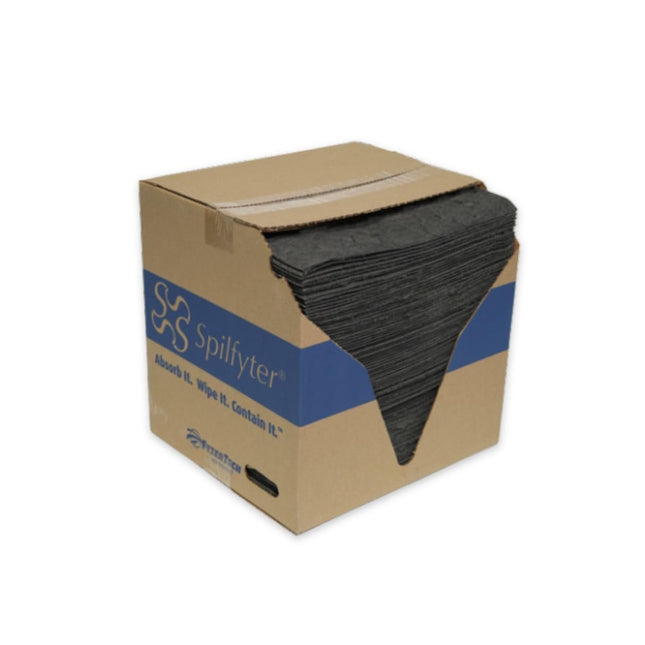 Spilfyter Universal Extra Heavy-Duty Absorbent Pads - 16-Inch x 18-Inch, 100-Pack, 27-Gallon Absorbency - Cleans Up Universal Oils and Coolants